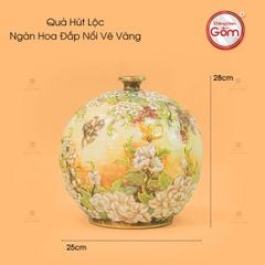 Quả Hút Lộc Ngàn Hoa Đắp Nổi Vẽ Vàng