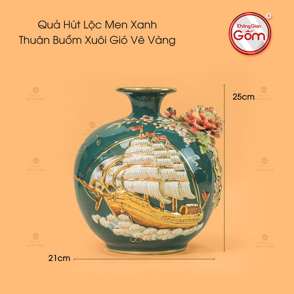 Quả Hút Lộc Men Xanh Thuận Buồm Xuôi Gió Vẽ Vàng