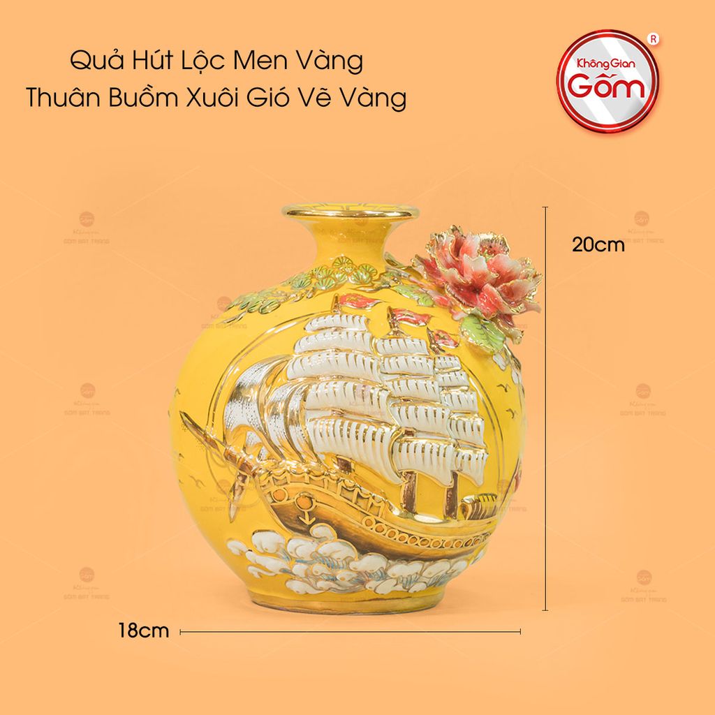 Quả Hút Lộc Men Vàng Thuận Buồm Xuôi Gió Vẽ Vàng