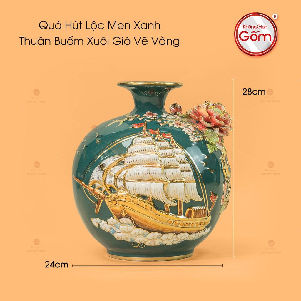 Quả Hút Lộc Men Xanh Thuận Buồm Xuôi Gió Vẽ Vàng