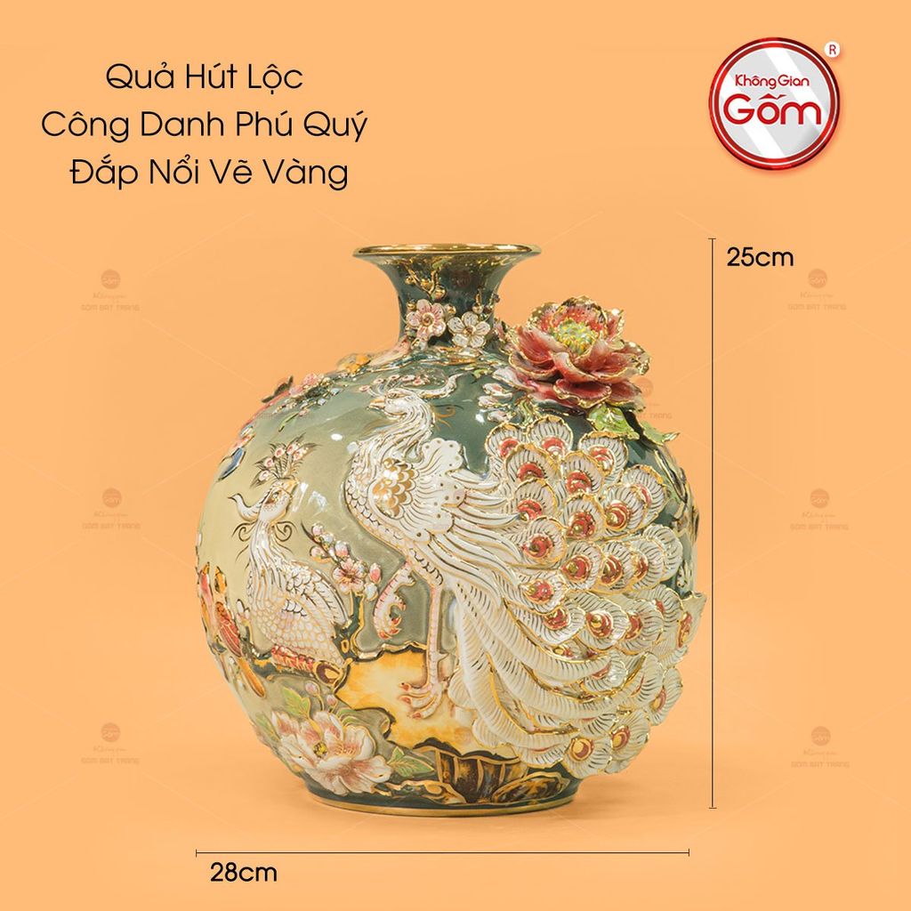 Quả Hút Lộc Công Danh Phú Quý Đắp Nổi Vẽ Vàng