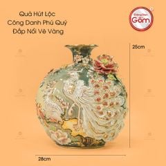 Quả Hút Lộc Công Danh Phú Quý Đắp Nổi Vẽ Vàng