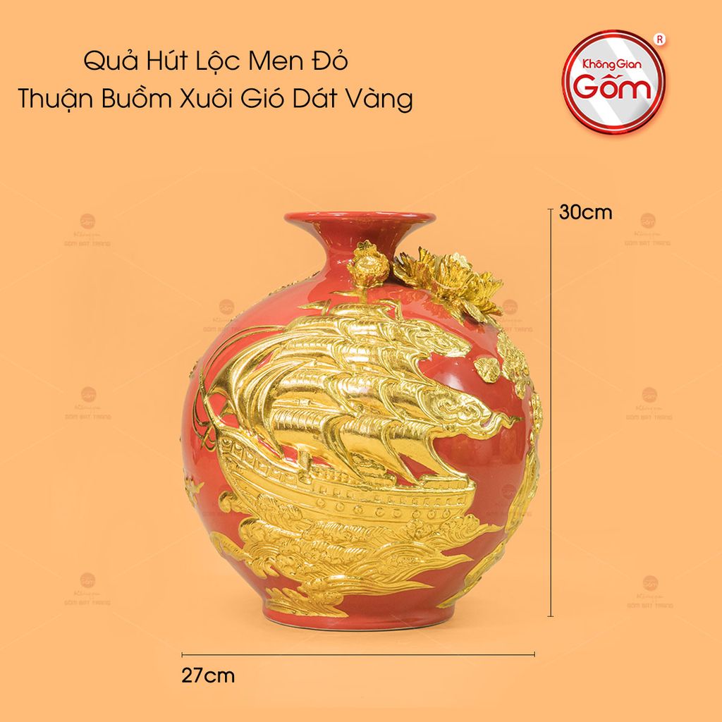 Quả Hút Lộc Men Đỏ Thuận Buồm Xuôi Gió Dát Vàng
