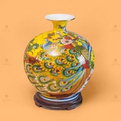 Quả Hút Lộc Men Vàng Chim Công Hoa Mẫu Đơn Vẽ Vàng