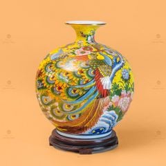 Quả Hút Lộc Men Vàng Chim Công Hoa Mẫu Đơn Vẽ Vàng