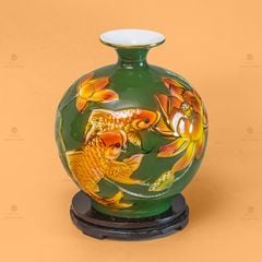 Quả Hút Lộc Niên Niên Hữu Dư Chạm Nổi Vẽ Vàng