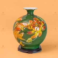 Quả Hút Lộc Niên Niên Hữu Dư Chạm Nổi Vẽ Vàng
