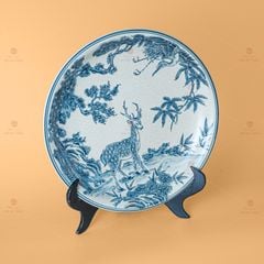 Đĩa Cảnh Hươu Sao Chim Hạc Men Rạn
