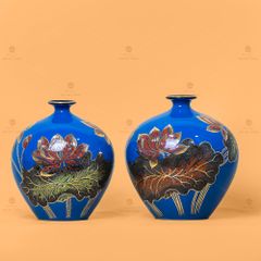 Lọ Hút Lộc Men Xanh Hoa Sen Vẽ Vàng