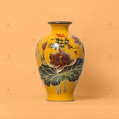 Lọ Hoa Miệng Loe Hoa Sen Vẽ Vàng