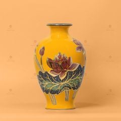 Lọ Hoa Miệng Loe Hoa Sen Vẽ Vàng