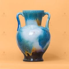 Lọ Hoa Tai Cúp Men Chảy Họa Tiết Búp Sen