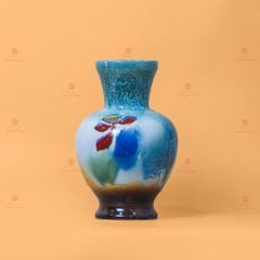 Lọ Hoa Dáng Bầu Men Chảy Họa Tiết Búp Sen
