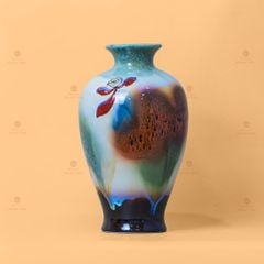 Lọ Hoa Dáng Huệ Men Chảy Họa Tiết Búp Sen