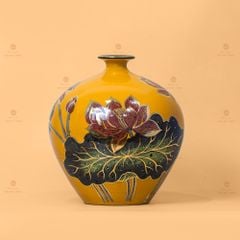 Lọ Hút Lộc Men Vàng Hoa Sen Vẽ Vàng