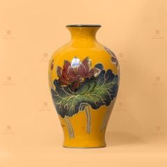 Lọ Hoa Men Vàng Hoa Sen Vẽ Vàng