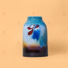 Lọ Hoa Cổ Đứng Men Chảy Họa Tiết Búp Sen