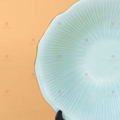 Bộ Bát Đĩa Men Xanh Ngọc Vân Sen Kẻ Vàng