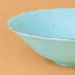 Bộ Bát Đĩa Men Xanh Ngọc Vân Sen Kẻ Vàng