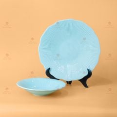 Bộ Bát Đĩa Men Xanh Ngọc Vân Sen