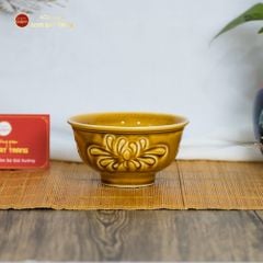Bộ Bát Đĩa Men Nâu Vân Hoa Cúc