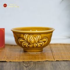 Bát Cơm Men Nâu Vân Hoa Cúc