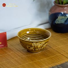 Bát Cơm Men Nâu Vân Hoa Cúc