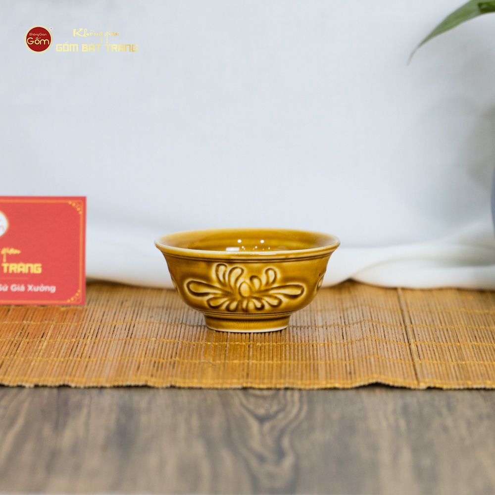 Bát Mắm Men Nâu Vân Hoa Cúc