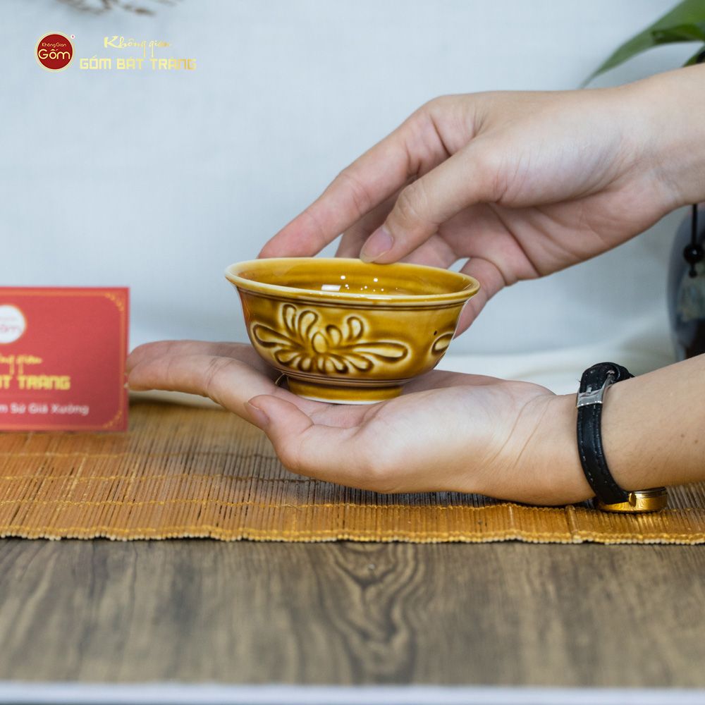 Bát Mắm Men Nâu Vân Hoa Cúc