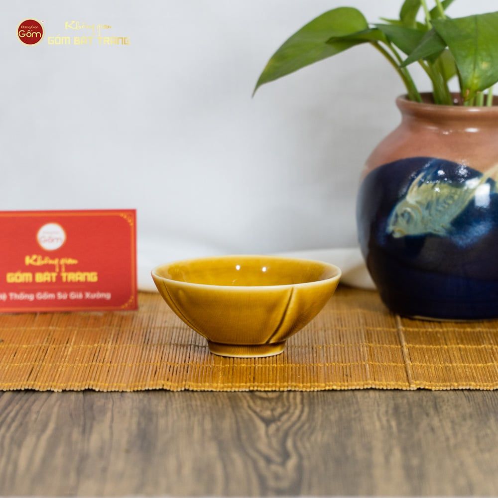 Bộ Bát Đĩa Men Nâu Vân Sen