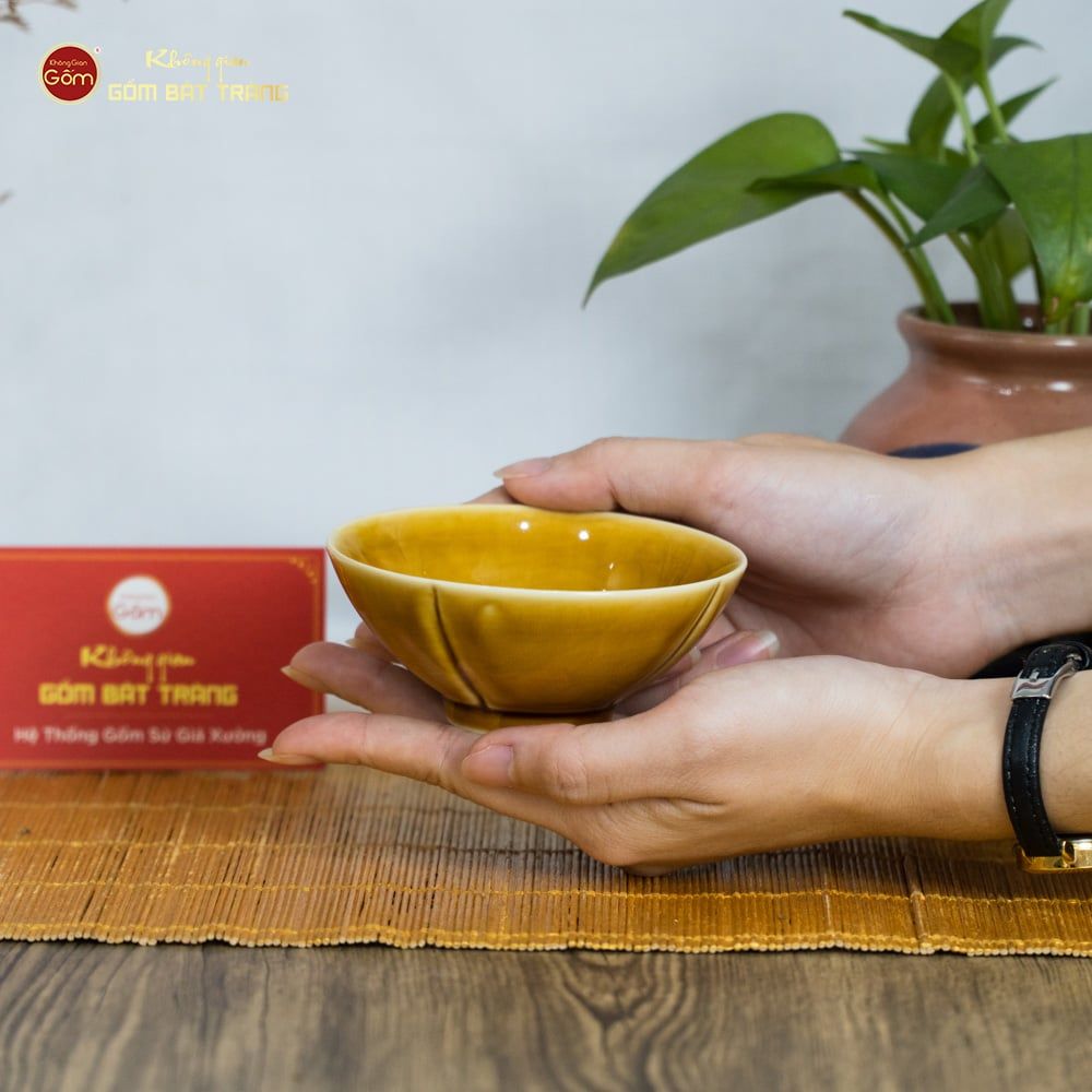 Bộ Bát Đĩa Men Nâu Vân Sen