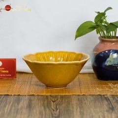 Bộ Bát Đĩa Men Nâu Vân Sen