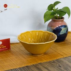 Bộ Bát Đĩa Men Nâu Vân Sen