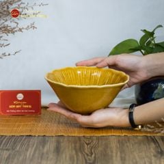 Bộ Bát Đĩa Men Nâu Vân Sen