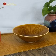 Bộ Bát Đĩa Men Nâu Vân Sen