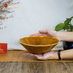 Bộ Bát Đĩa Men Nâu Vân Sen