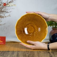 Bộ Bát Đĩa Men Nâu Vân Sen