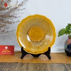 Bộ Bát Đĩa Men Nâu Vân Sen