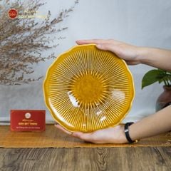 Bộ Bát Đĩa Men Nâu Vân Sen