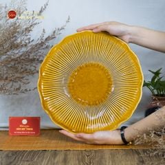 Bộ Bát Đĩa Men Nâu Vân Sen