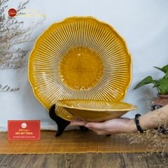 Bộ Bát Đĩa Men Nâu Vân Sen