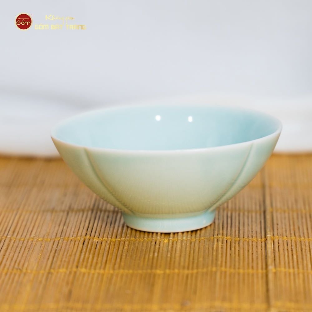 Bộ Bát Đĩa Men Xanh Ngọc Vân Sen