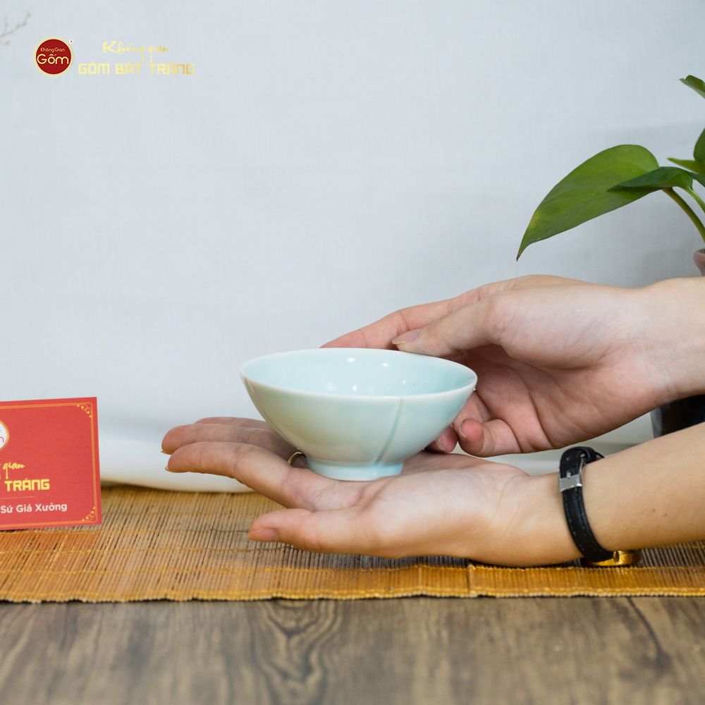 Bộ Bát Đĩa Men Xanh Ngọc Vân Sen