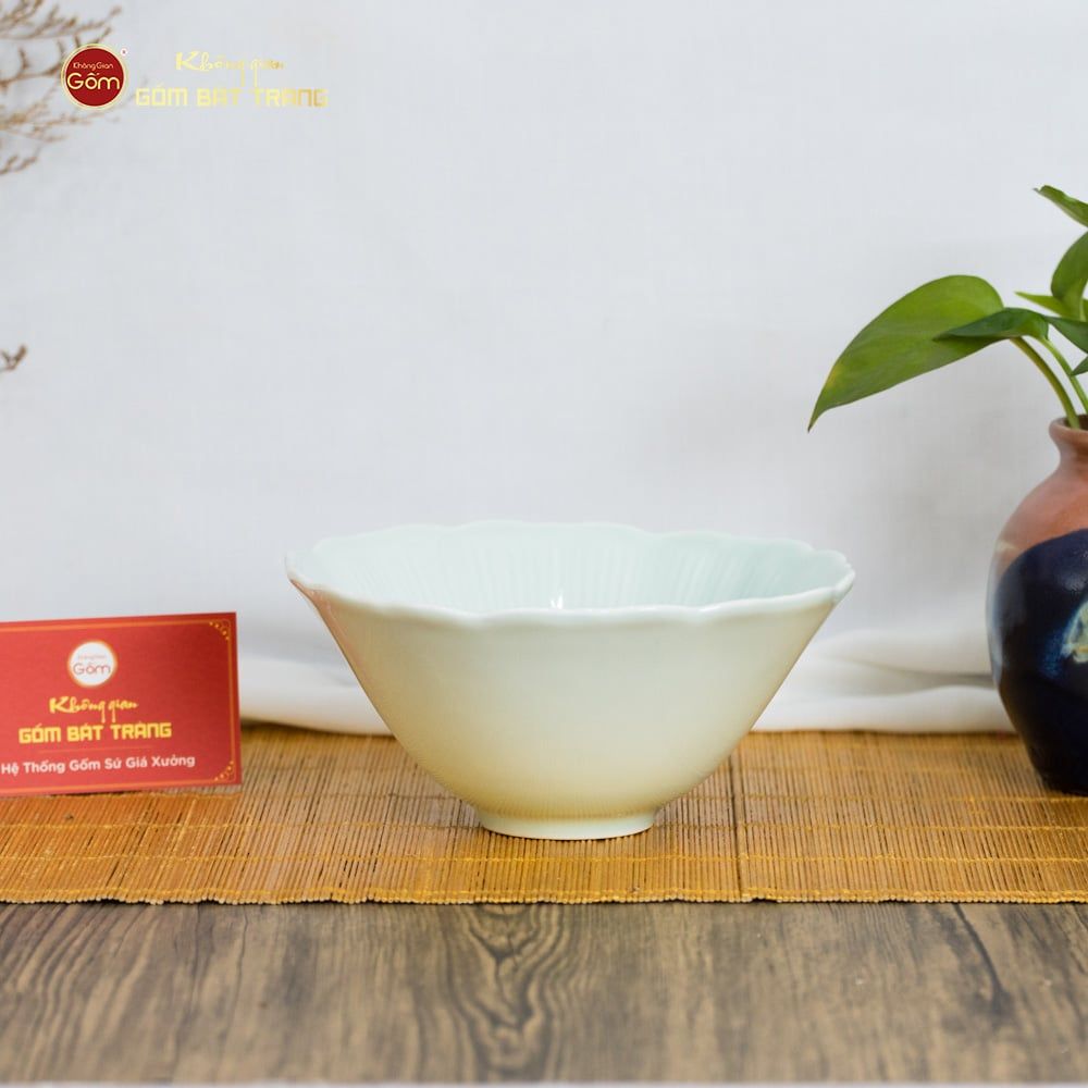 Bộ Bát Đĩa Men Xanh Ngọc Vân Sen