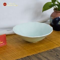 Bộ Bát Đĩa Men Xanh Ngọc Vân Sen