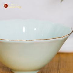 Tô Men Xanh Ngọc Vân Sen Kẻ Vàng