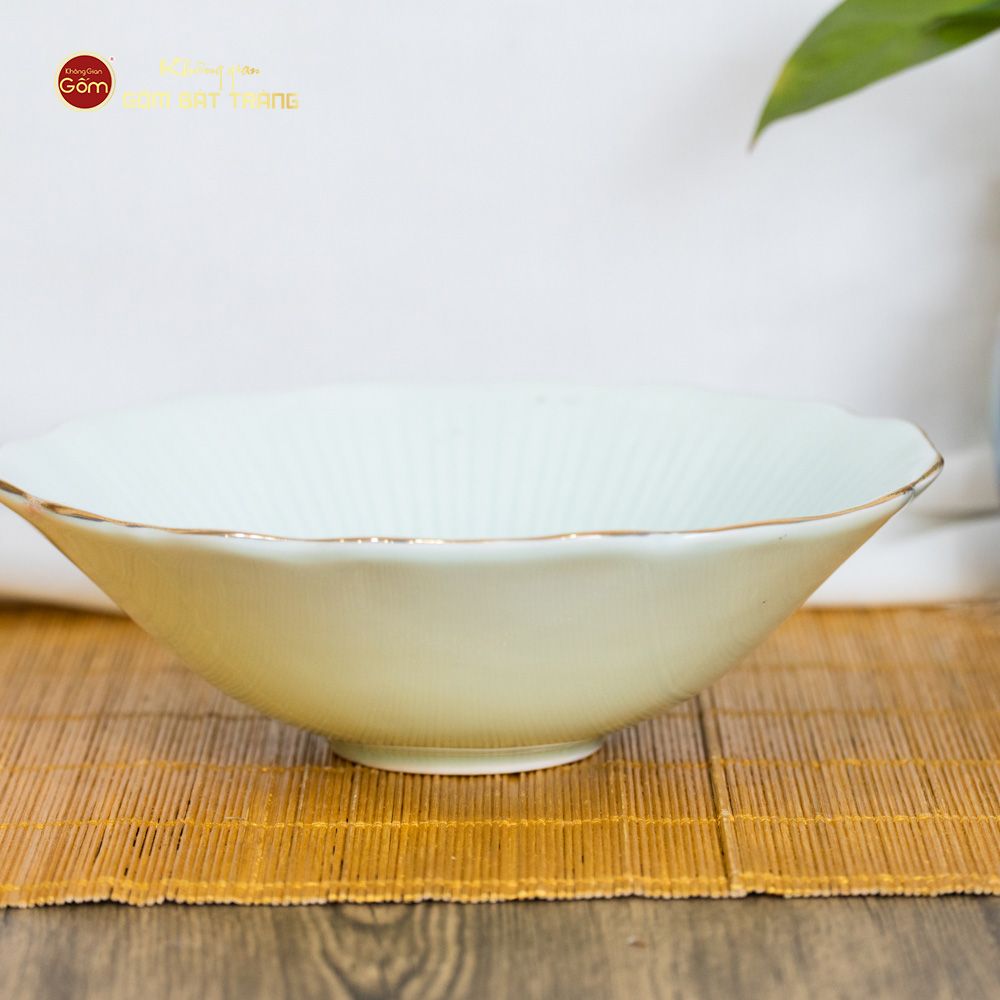Tô Men Xanh Ngọc Vân Sen Kẻ Vàng