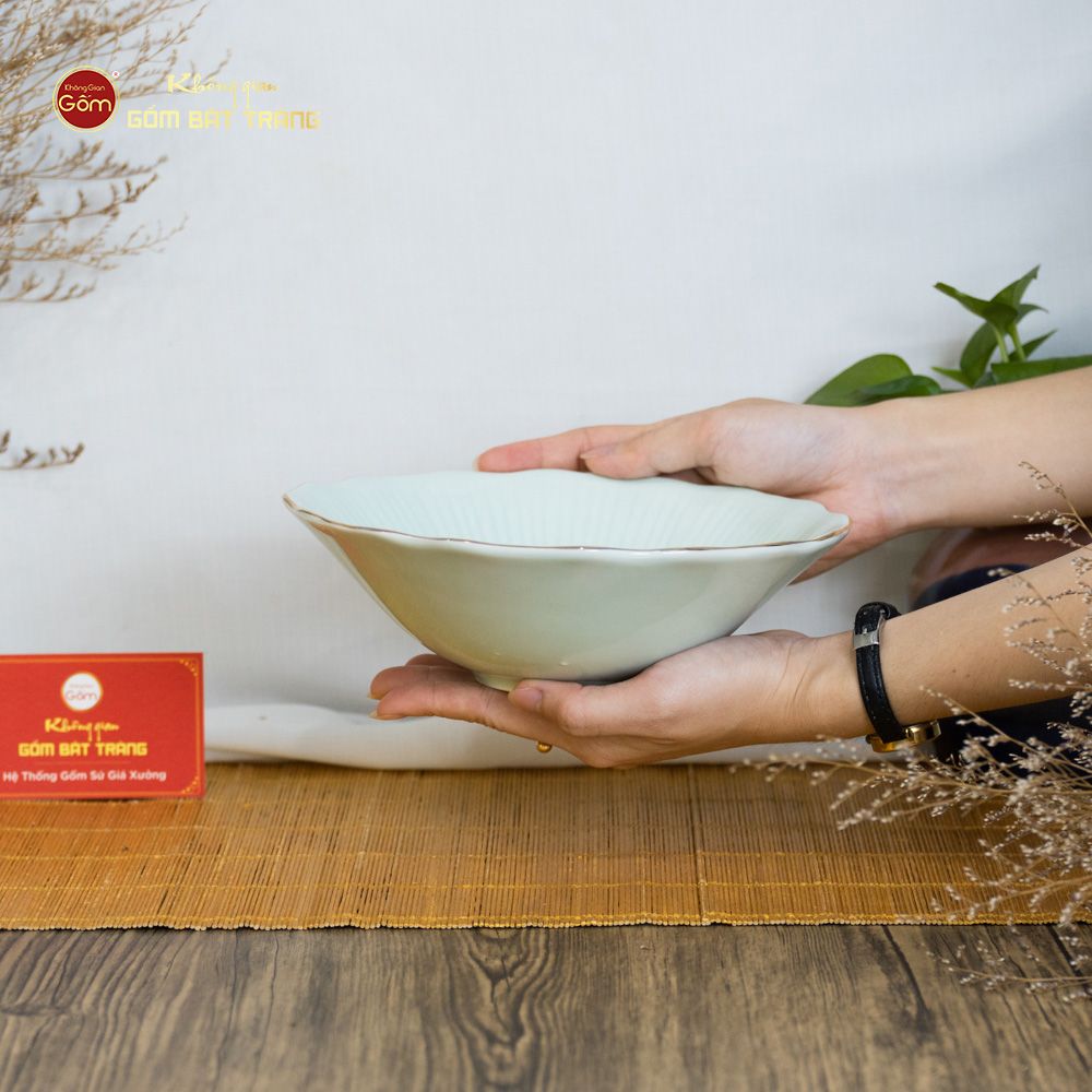 Tô Men Xanh Ngọc Vân Sen Kẻ Vàng