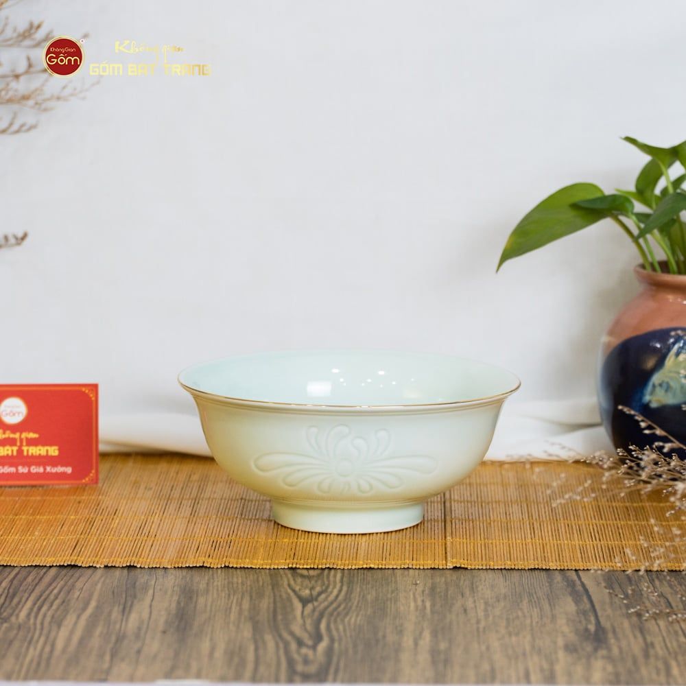 Tô Men Xanh Ngọc Hoa Cúc Kẻ Vàng
