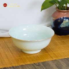 Tô Men Xanh Ngọc Hoa Cúc Kẻ Vàng